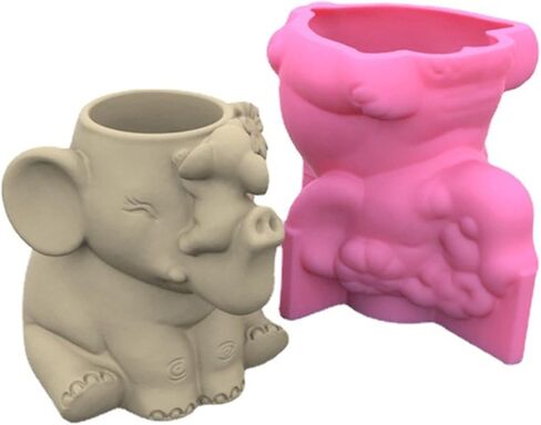 لطيف الأم والطفل نضج وعاء زهرة القلم الحامل السيليكون القالب الخرسانة جص زارع الصبار مزهرية العفن Clay الراتنج الايبوكسي القالب in Kuwait