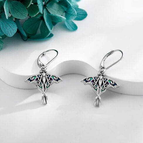URONE Moth Earrings 925 Sterling Silver Moth Dangle Earrings With Abaone Shell Luna Moth Jewelry for Women in Saudi Arabia