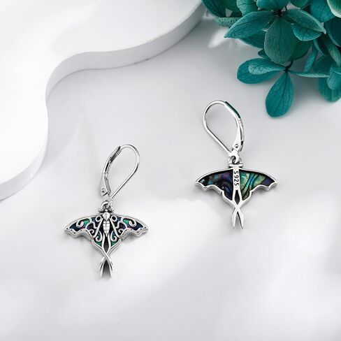 URONE Moth Earrings 925 Sterling Silver Moth Dangle Earrings With Abaone Shell Luna Moth Jewelry for Women in Saudi Arabia