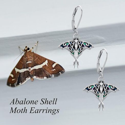 URONE Moth Earrings 925 Sterling Silver Moth Dangle Earrings With Abaone Shell Luna Moth Jewelry for Women in Saudi Arabia