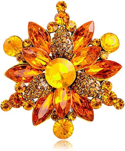 Rhinestone Flower Brooch - Red/Yellow/Blue/Green Crystal - Big Large Wedding Ball Birthday Party Elegant Clothing Hat Bag Accessories Jewelry for Women in Saudi Arabia