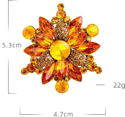 Rhinestone Flower Brooch - Red/Yellow/Blue/Green Crystal - Big Large Wedding Ball Birthday Party Elegant Clothing Hat Bag Accessories Jewelry for Women in Saudi Arabia