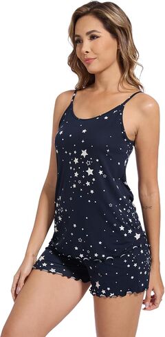 WiWi Lingerie Pajamas for Women Sexy Sleeveless Tops with Shorts Sets Viscose from Bamboo Cami Sleepwear Pjs S-XXL in Kuwait