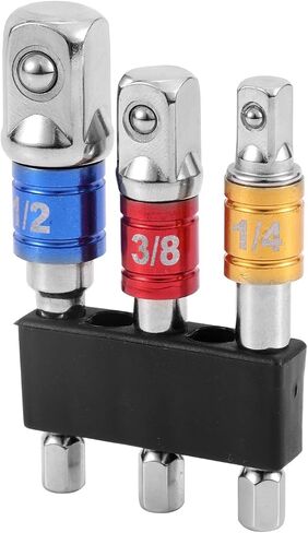 3pcs Impact Grade Socket Adapter Set, 1/2" 3/8" 1/4" Impact Driver Socket Adapter Hex Shank Drill Bit Adapters for Cordless Drill Screwdriver Power Drills in Saudi Arabia