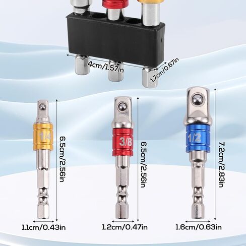 3pcs Impact Grade Socket Adapter Set, 1/2" 3/8" 1/4" Impact Driver Socket Adapter Hex Shank Drill Bit Adapters for Cordless Drill Screwdriver Power Drills in Saudi Arabia