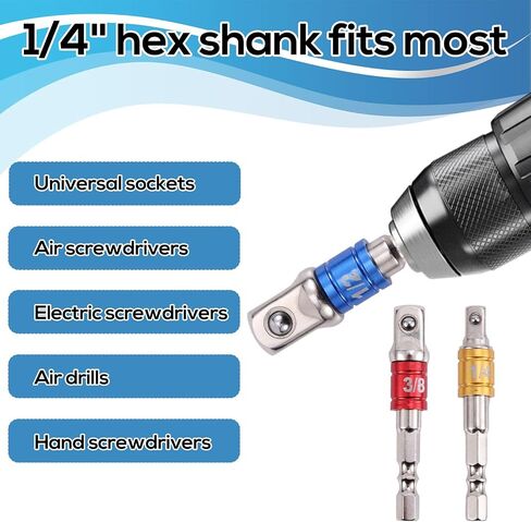 3pcs Impact Grade Socket Adapter Set, 1/2" 3/8" 1/4" Impact Driver Socket Adapter Hex Shank Drill Bit Adapters for Cordless Drill Screwdriver Power Drills in Saudi Arabia