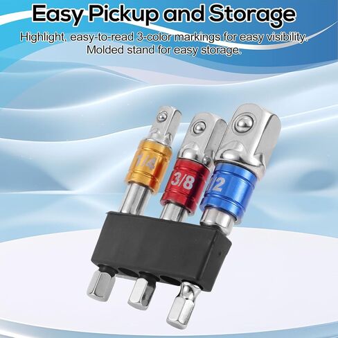 3pcs Impact Grade Socket Adapter Set, 1/2" 3/8" 1/4" Impact Driver Socket Adapter Hex Shank Drill Bit Adapters for Cordless Drill Screwdriver Power Drills in Saudi Arabia