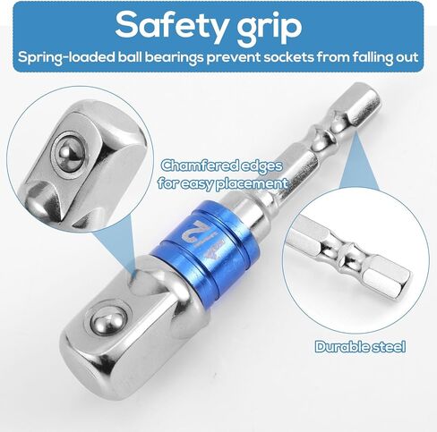 3pcs Impact Grade Socket Adapter Set, 1/2" 3/8" 1/4" Impact Driver Socket Adapter Hex Shank Drill Bit Adapters for Cordless Drill Screwdriver Power Drills in Saudi Arabia