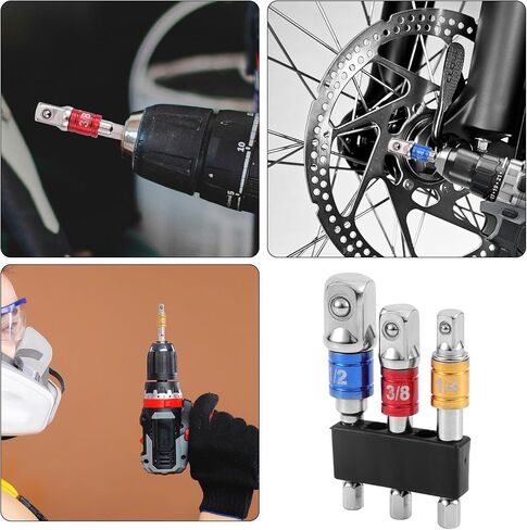 3pcs Impact Grade Socket Adapter Set, 1/2" 3/8" 1/4" Impact Driver Socket Adapter Hex Shank Drill Bit Adapters for Cordless Drill Screwdriver Power Drills in Saudi Arabia
