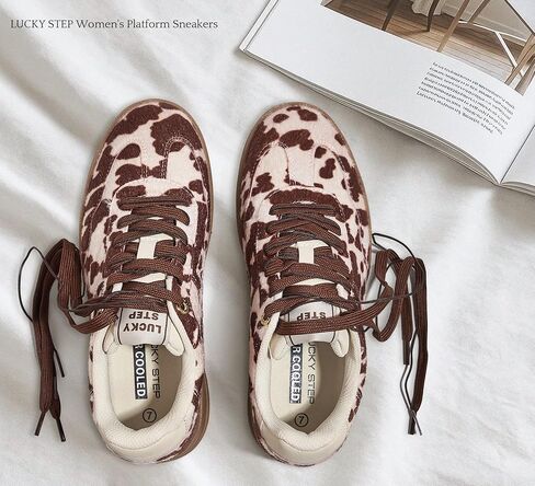 LUCKY STEP Women's Platform Sneakers Fashion Chunky Retro Walking Shoes Casual Comfortable Tennis Trainers in Kuwait