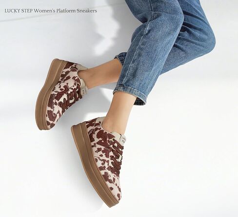 LUCKY STEP Women's Platform Sneakers Fashion Chunky Retro Walking Shoes Casual Comfortable Tennis Trainers in Kuwait