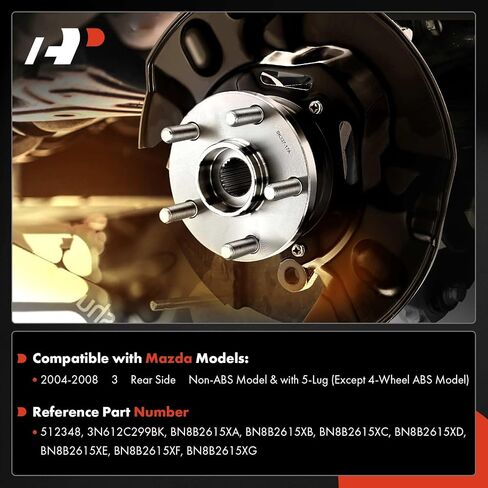 A-Premium 2 X Beach Wheel Wheel وموصلات المحور متوافقة مع Mazda 3 2004-2008 (نموذج غير ABS ومع 5-LUG) in Saudi Arabia