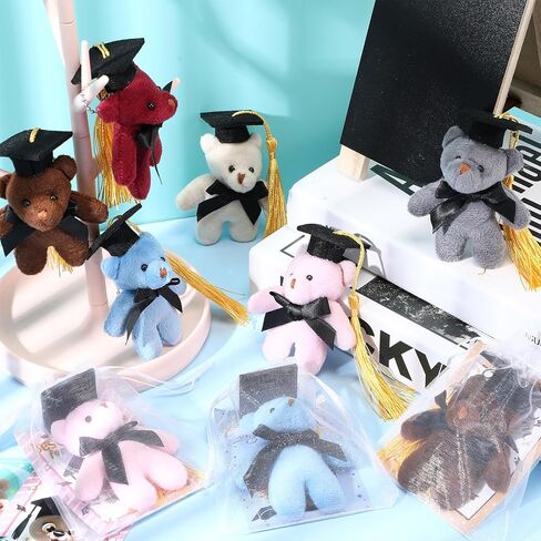HANAIVE 48 SET MINI GRAGETUTION BEARS BULK 3 '' Plush Bear Class of 2024 محشوة بالحيوان مع CAP TIE GRAD CARD BAG LUSTRISA FORKINGREN in Kuwait