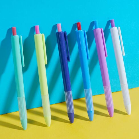 Gel Pens, 0.5mm Fine Point Smooth Writing Pens, 12 Count Set with Black Gel Ink, Pastel & Assorted Color Body, Functional & Pretty Pens for Office, School, Journaling, Writing in Saudi Arabia