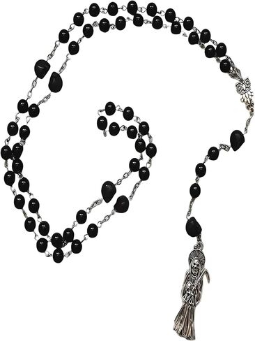 925 Sterling Silver La Santa Muerte Rosary - Satanic ، Holy Saint Death Pendant للنساء والرجال in Saudi Arabia