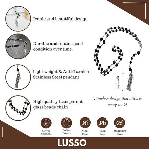 925 Sterling Silver La Santa Muerte Rosary - Satanic ، Holy Saint Death Pendant للنساء والرجال in Saudi Arabia