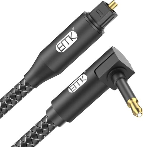 EMK Optical Audio Cable Optical Cable Digital Fiber Optic Toslink Cable for Sound Bar, TV, PS4, Xbox, Home Theater & More (2 Feet/0.6M, Slim Nylon Braided, Black1) in Kuwait