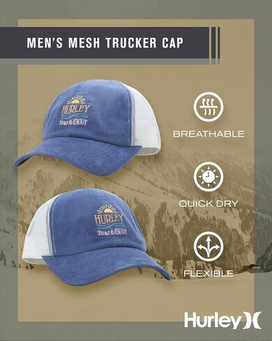 Hurley Womens Trucker Hat - Sunrise Moisture Wicking Corduroy Baseball Cap, Curved Brim Snap-Back Trucker Hats for Women in Saudi Arabia