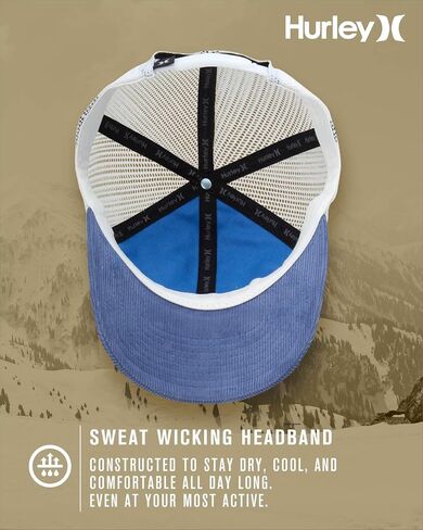 Hurley Womens Trucker Hat - Sunrise Moisture Wicking Corduroy Baseball Cap, Curved Brim Snap-Back Trucker Hats for Women in Saudi Arabia
