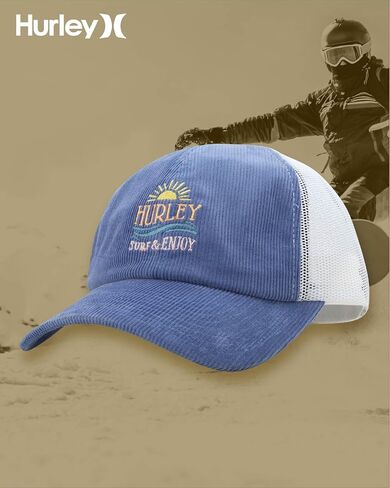 Hurley Womens Trucker Hat - Sunrise Moisture Wicking Corduroy Baseball Cap, Curved Brim Snap-Back Trucker Hats for Women in Saudi Arabia
