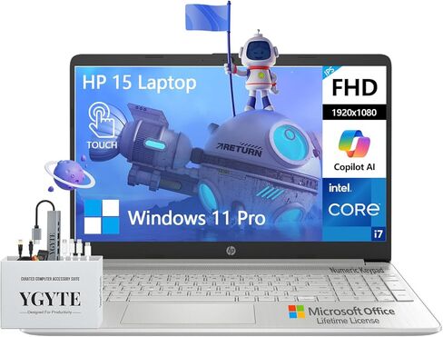 HP 15 بوصة كمبيوتر محمول اللمس كمبيوتر ، FHD 15.6 شاشة اللمس المحمول ، Intel 10-Core I7 Lifetime Office ، 64GB RAM 2TB SSD+512GB PSSD ، PCART Business Business LAPTOP ، Windows 11 PRO COPILOT AI ، 10 KEY KEY in Saudi Arabia