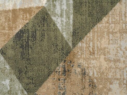 Abani Savoy Collection Area Rug - Green and Cream Geometric Design - 6'x9' - Easy to Clean - Durable for Kids and Pets - Non-Shedding - Medium Pile - Soft Feel - for Living Room, Bedroom, and Office in Saudi Arabia
