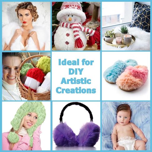 Threlaco 8 Skeins Faux Fur Yarn Super Soft Yarn Chunky Fluffy Yarn Eyelash Yarn for Crochet Knit Total Length 8x30m(8x33yds,50gx8), Multi Colors in Kuwait