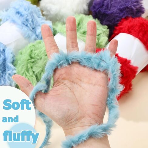 Threlaco 8 Skeins Faux Fur Yarn Super Soft Yarn Chunky Fluffy Yarn Eyelash Yarn for Crochet Knit Total Length 8x30m(8x33yds,50gx8), Multi Colors in Kuwait