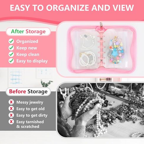 Mini Travel Jewelry Organizer Book Binder Portable Transparent Jewelry Storage Book for Women Necklace Bracelet Ring Earrings Holder Organizer Case With Clear Pockets Zippered Pouches (BLACK) in Saudi Arabia