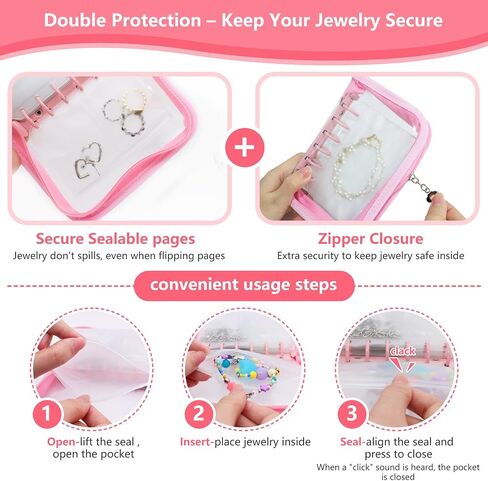 Mini Travel Jewelry Organizer Book Binder Portable Transparent Jewelry Storage Book for Women Necklace Bracelet Ring Earrings Holder Organizer Case With Clear Pockets Zippered Pouches (BLACK) in Saudi Arabia