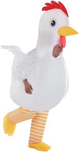 White Chicken Inflatable Plastic Jumpsuit Costume for Adults - 1 Set - Perfect for Parties & Entertainment in Saudi Arabia