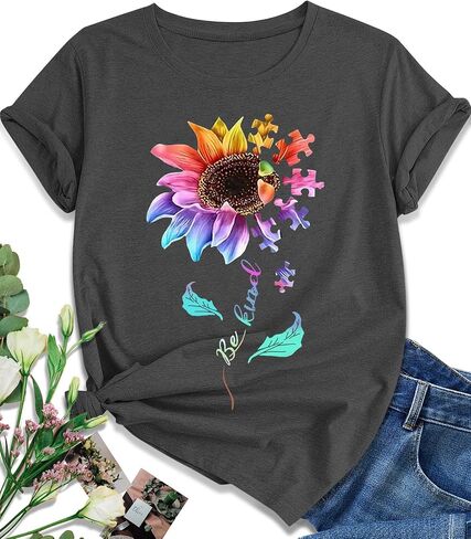 EUOW Tshirts for Womens Graphic Summer Tees Short Sleeve Loose Fit Trendy Tops in Kuwait