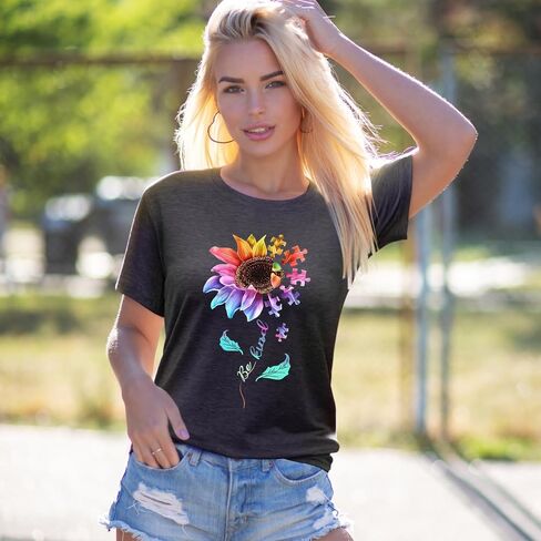 EUOW Tshirts for Womens Graphic Summer Tees Short Sleeve Loose Fit Trendy Tops in Kuwait