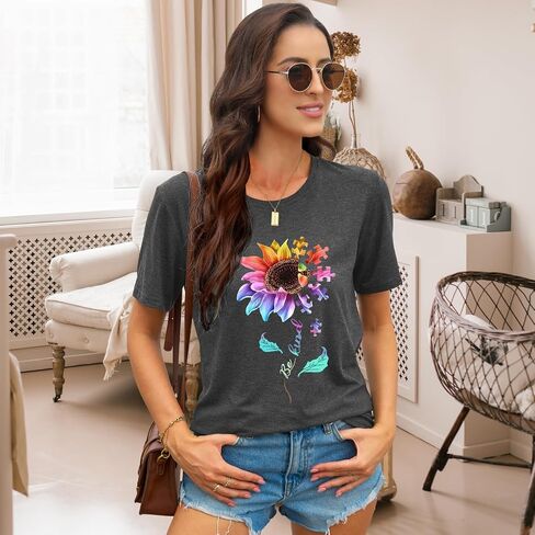 EUOW Tshirts for Womens Graphic Summer Tees Short Sleeve Loose Fit Trendy Tops in Kuwait