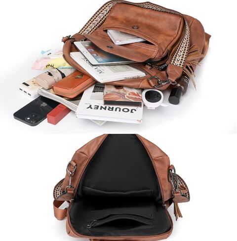 Womens Fashion Backpack Purse for Women Leather Multipurpose PU Ladies Shoulder Bag Travel bag Satchel Handbags (brown) in Kuwait