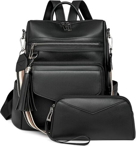 محفظة حقيبة الظهر للنساء للنساء من الجلد PU Ladies Ladies Bag Bag حقيبة حقيبة اليدين (بنية) in Kuwait