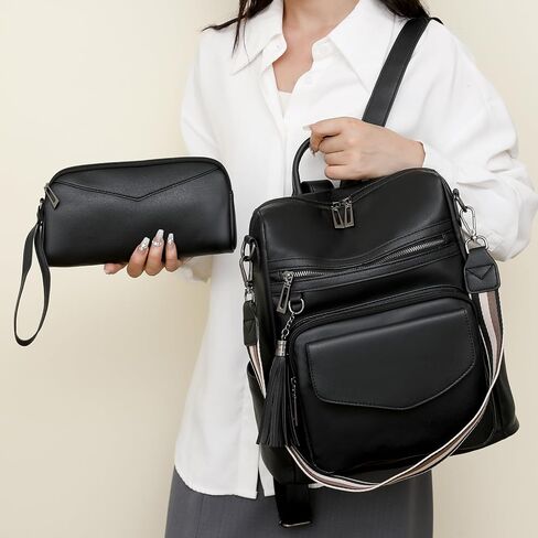 محفظة حقيبة الظهر للنساء للنساء من الجلد PU Ladies Ladies Bag Bag حقيبة حقيبة اليدين (بنية) in Kuwait