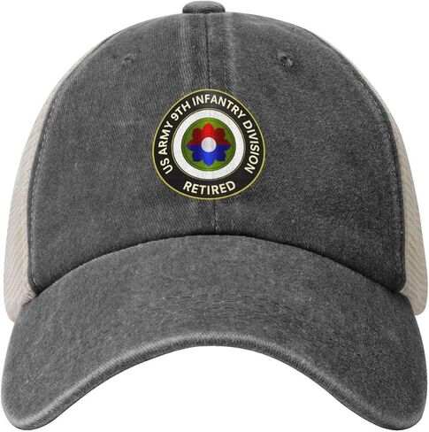 Us Army Retired 9th Infantry Division Adjustable Cowboy Mesh Baseball Cap Unisex Outdoor Trucker Hat7 in Saudi Arabia