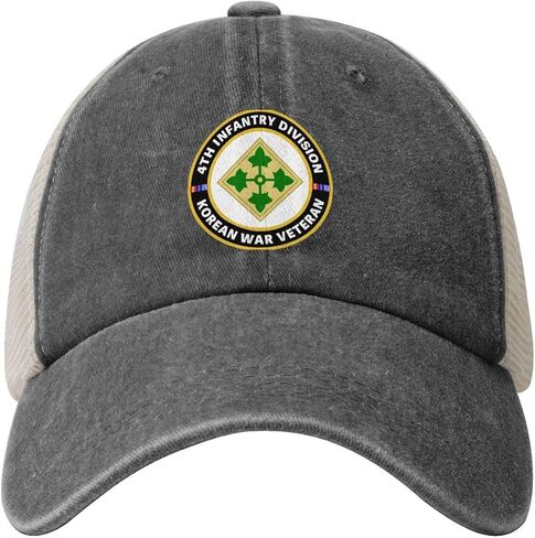 4th Infantry Division Korean War Veteran Adjustable Cowboy Mesh Baseball Cap Unisex Outdoor Trucker Hat9 Deep Heather in Saudi Arabia