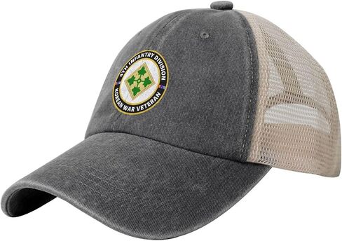 4th Infantry Division Korean War Veteran Adjustable Cowboy Mesh Baseball Cap Unisex Outdoor Trucker Hat9 Deep Heather in Saudi Arabia