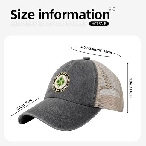 4th Infantry Division Korean War Veteran Adjustable Cowboy Mesh Baseball Cap Unisex Outdoor Trucker Hat9 Deep Heather in Saudi Arabia