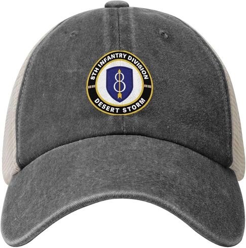Us Army 8th Infantry Division Desert Storm Adjustable Cowboy Mesh Baseball Cap Unisex Outdoor Trucker Hat0 in Saudi Arabia