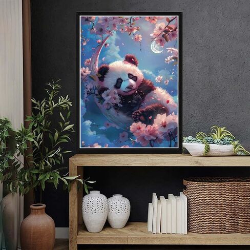 VAIIEYO 5D DIY الماس مجموعات الفن للبالغين الباندا، الماس اللوحة الحيوان، الطلاء حسب عدد الحفر الكامل جولة حجر الراين الحرفية قماش للمنزل جدار ديكور هدية 12x16 بوصة-6 in Saudi Arabia