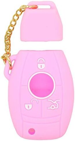DSP Silicone Cover Protector Case Holder Skin Jacket Compatible with MERCEDES BENZ Smart Remote Key Fob CV2951 Pink in Saudi Arabia