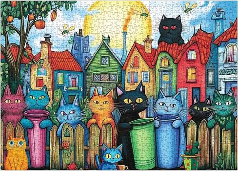 Eloquent Cat Jigsaw Puzzle 1000 Piece for Adult, Cute Animal Art Jigsaw Puzzles, Funny Flower Food Fruit Puzzles for Home Decor in Saudi Arabia