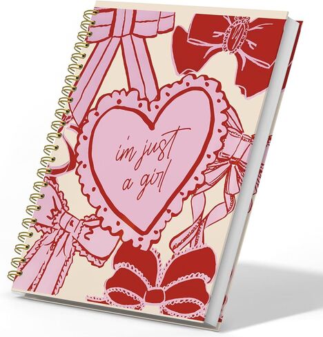 Pink Bow Coquette Notebook, Preppy Pink Journal Notebook for Teen Girls, Trendy Pink Hardcover Spiral Notebook for School Student Teacher Office, 5.5x8.3 in Kuwait