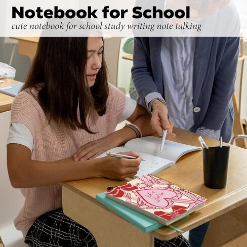 Pink Bow Coquette Notebook, Preppy Pink Journal Notebook for Teen Girls, Trendy Pink Hardcover Spiral Notebook for School Student Teacher Office, 5.5x8.3 in Kuwait