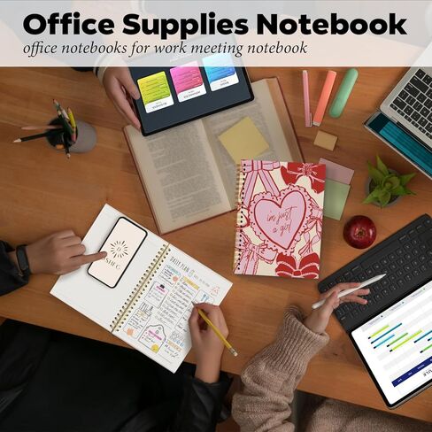 Pink Bow Coquette Notebook, Preppy Pink Journal Notebook for Teen Girls, Trendy Pink Hardcover Spiral Notebook for School Student Teacher Office, 5.5x8.3 in Kuwait