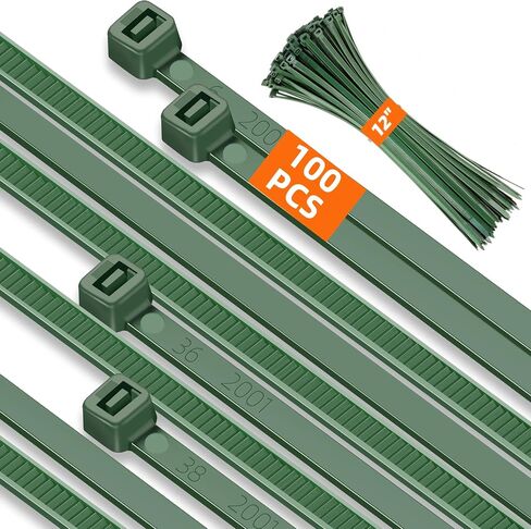 6 Inch PA66 Green Zip Ties, 100 Pcs 3.6mm Wide Heavy Duty Plastic Wire Ties with 42 Lbs, Premium Self-locking Nylon Cable Ties Decoration Tie Wraps for Outdoor Indoor Gardening Fence Farming Grid Wall in Kuwait