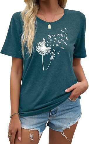 EUOW Tshirts for Womens Graphic Summer Tees Short Sleeve Loose Fit Trendy Tops in Kuwait